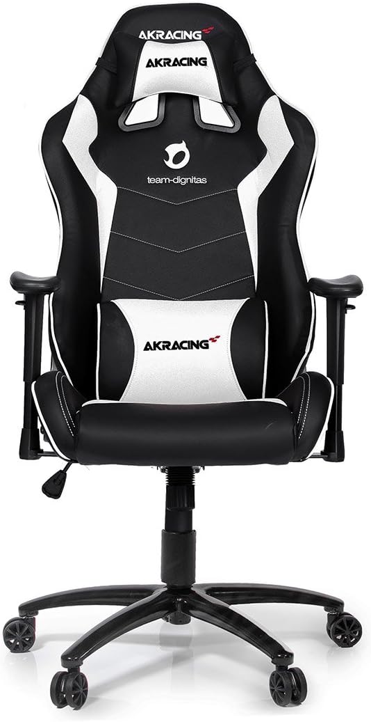 MIERES Team Dignitas Edtion Max Gaming Chair, Faux Leather, Black/White, 54x56x142 cm