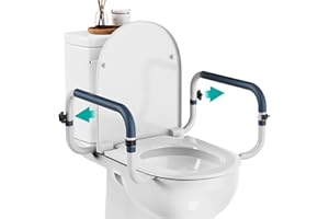 PELEGON Toilet Safety Rails (250lb) - Adjustable Toilet Safety Rails, Toilet Bar for Elderly Adults, Toilets Rails for Seniors, Toilet Seat with Handles for Elderly & Disabled-Easy Installation-2 Pack