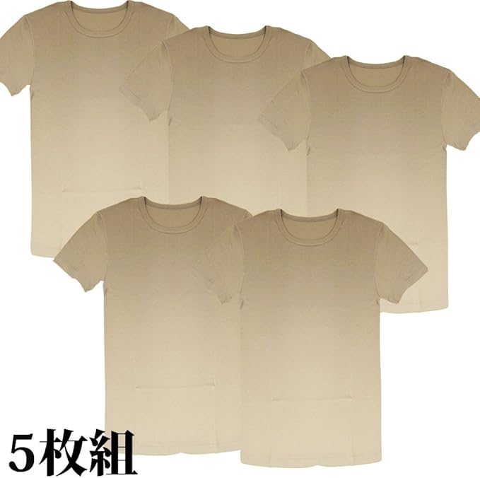 Amazon メンズ 丸首 半袖 汗取り インナー 5枚組 ベージュ 抗菌 防臭加工 Ventcool インナーシャツ ベージュ M L インナーシャツ 通販