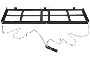 Garvee Drag Harrow, 4 Ft Heavy Duty Tow Behind Drag Harrow with Adjustable Bars & 72 in Chain, Driveway Grader Landscape Rake for ATV, UTV, Tractor, Mower Tow Behind Yard Lawn Leveling Tool (4 FT)