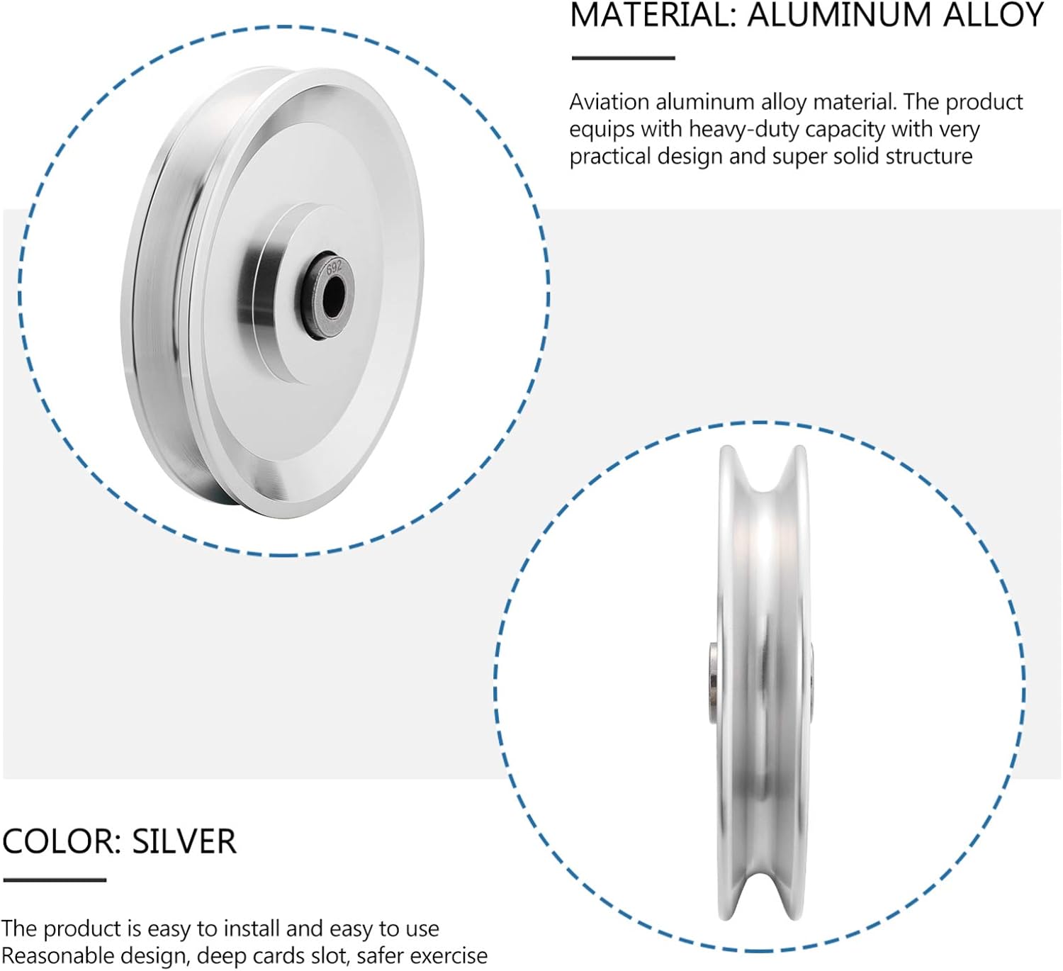 BESPORTBLE Bearing Pulley Wheel Metal V Groove Guide Pulley Abration Rail Ball Bearings Wheel Gym Cable Equipment Accessories for Lifting Handling Moving: Sports & Outdoors