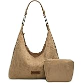 Wrangler Suede Hobo Purse for Women Embossed Soft Slouchy Shoulder Bag 2Pcs Set