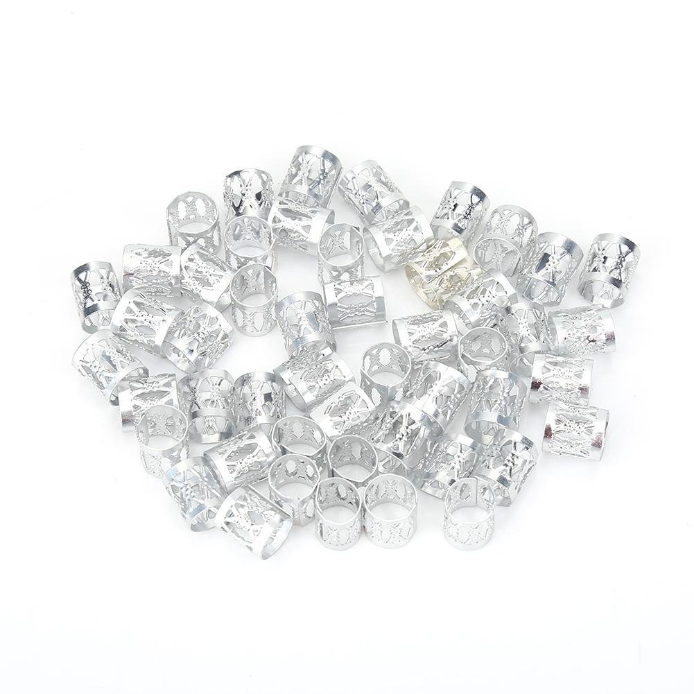 3 Types Hair Braiding Beads Adjustable Metal Rings Cuff Hair Beauty Decoration Tools Accessories for Hair Beauty Decoration(50g-Silver)