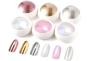 Chrome Nail Powder BISHENGYF -【Fairy Effect】Gold Chrome Nail Powder Aurora Mermaid White Pearl Pink Chrome Powder For Nails, Metallic Mirror Pigment Glitter Dust For Manicure Decoration DIY