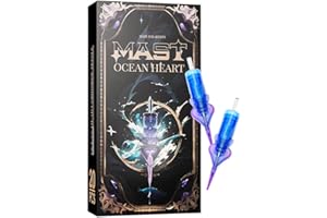 MAST TATTOO Mast Heart Tattoo Needles Cartridges 20Pcs Disposable 1003RL Round Liner Long Tips for Precision & Style