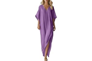 Women Plus Size Kaftan Dress Batwing Sleeve Bikini Bathing Suit Cover Up Loose Fit Beach Caftans Summer Maxi Dress