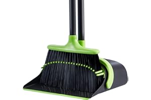 Broom and Dustpan Set for Home, Dust Pan and Broom Set with 52" Long Handle, Broom and Dustpan Set Upright for Home Kitchen R