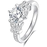 ZHOANLE Moissanite Engagement Rings for Women Wedding Band D Color VVS1 Round Cut 925 Sterling Silver 18K White Gold Plated Promise Ring