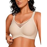 COCOMARTS Jelly Bras for Women No Underwire Push Up V Mesh Seamless Comfort Tshirt Bra Supportive Lift Bralette Everyday Bra