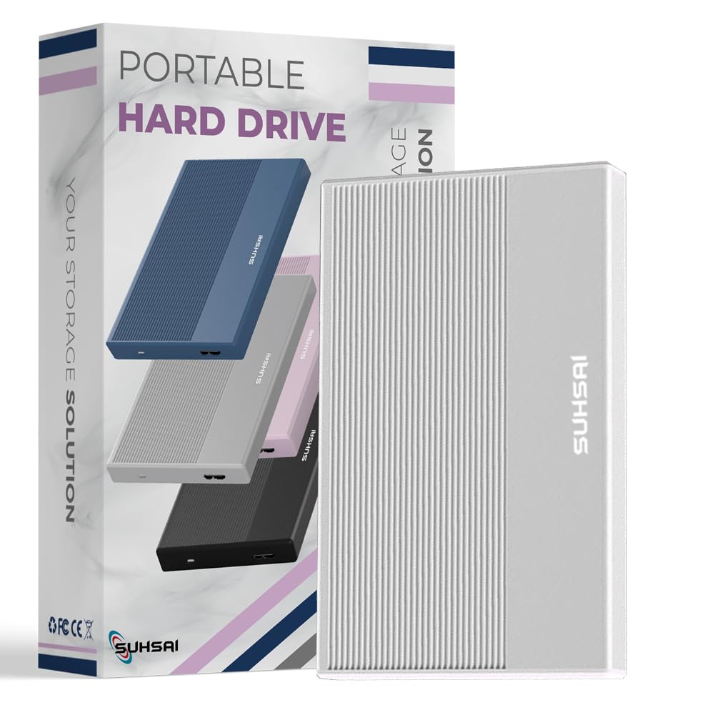 SUHSAI external hard drive 500GB Backup Data Storage HDD - 2.5" Memory Expansion Portable Hard Drive USB 3.0 Ultra Slim hard drive Compatible with Mac, Desktop, PC, PS4, PS5 (Grey)