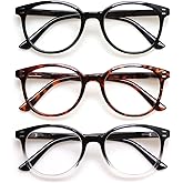 SIGVAN 3 Pack Reading Glasses Spring Hinge Stylish Readers Black/Tortoise for Men and Women