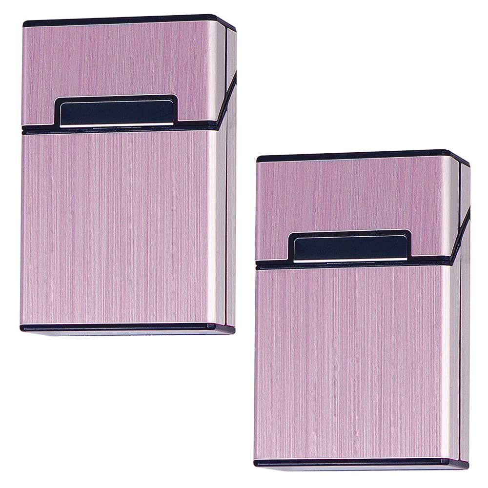 Cigarette Case Aluminum for Whole Package Cigarettes 20 Pieces, Flip Top Cigarette Case for Men Women and Ladies, Rose Red