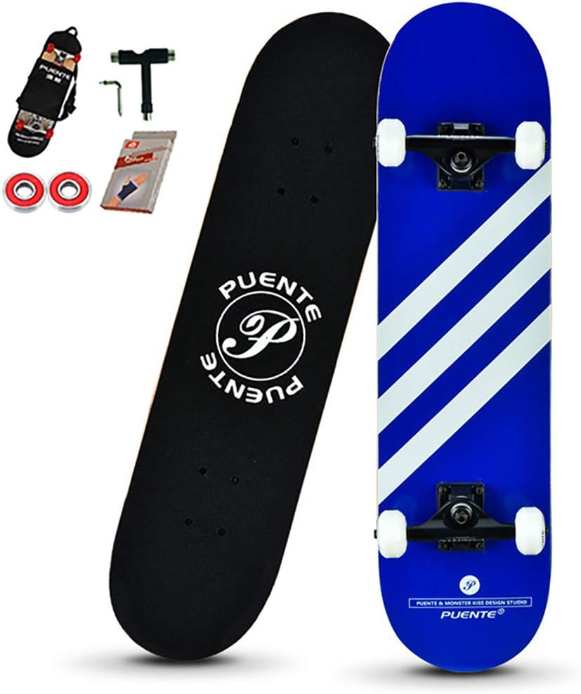 Amazon スケートボード 31インチ スケボー コンプリート スケボー初心者に向き 大人 若者 子供用 Abec 9ベアリング採用 ブルー Hjkm スケートボード本体