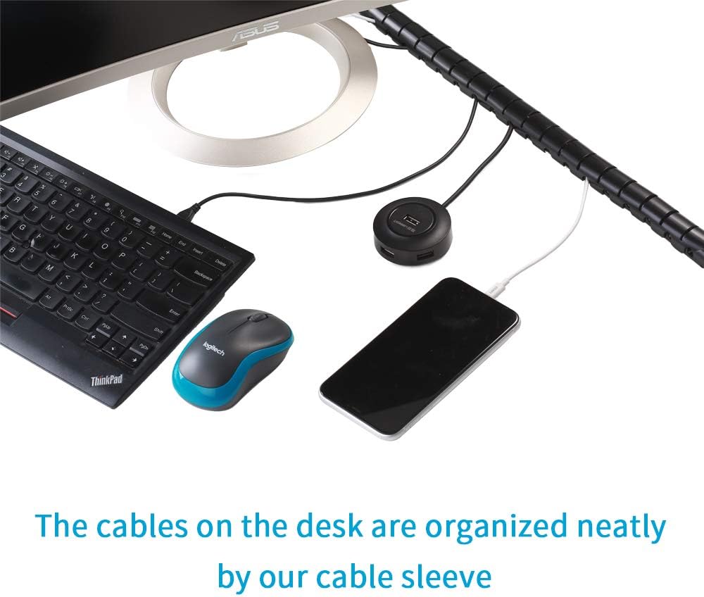 Alex Tech 10ft – 1 inch Cable Sleeve Easy Wrap Cable Management Sleeve Wire Wrap Cord Organizer for Computer TV Home Office - Black: Computers & Accessories