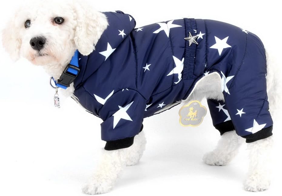Zunea Small Dog Winter Coat Snowsuit Fleece Lined Hooded Waterproof