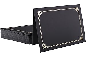 suituts 25 Pack Certificate Holders, Black Diploma Holders, Documents Cover with Gold Foil Border, for 8.5 x 11 Award Certifi