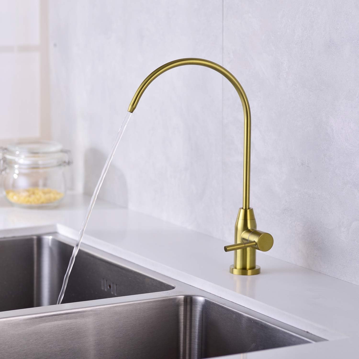 SINKINGDOM Brushed Gold Drinking Water Filter Faucet Kit for Filtration System Non-Air Gap, Lead-Free Stainless Steel, Filter not Included - - 
