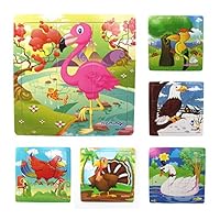 Muxihosn Wooden Jigsaw Puzzles with Storage Tray Birds Set Kids Toys Preschool Learning Game for 3-5 Years Old Child,Boys,Girls,Pack of 6(Parrot,Swan,Woodpecker,Flamingo,Eagle,Turkey)