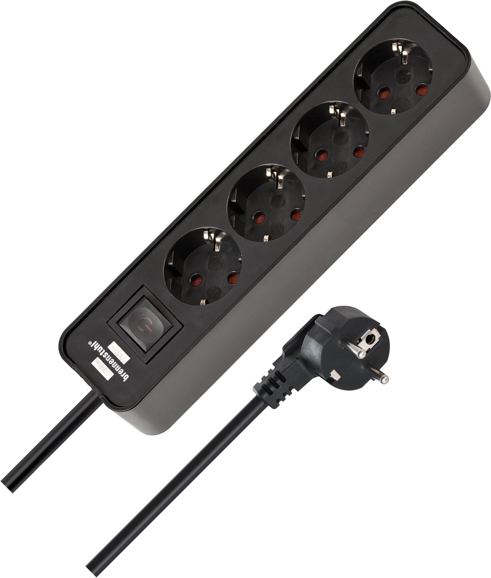 Brennenstuhl Ecolor Steckdosenleiste 4-Fach (Mehrfachsteckdose mit Schalter und 1,5m Kabel) schwarz