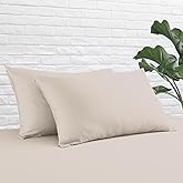 Standard Pillow Protector Set of 2, 100% Egyptian Cotton Cases With Zipper, 400 Thread Count Sateen Weave, Light Beige, Standard Size Covers for Home/Hotel
