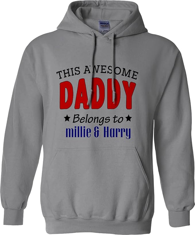 Personalised Daddy Hoodie Awesome Super Dad Papa Father's Day Children