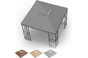 SGmory 10x10 FT Grill Gazebo Canopy Replacement Top, Pavilion Sunshade Polyester Gazebo Cover with Air Vent, Grill Canopy for Yard Patio Garden & Outdoor BBQ (Gray)