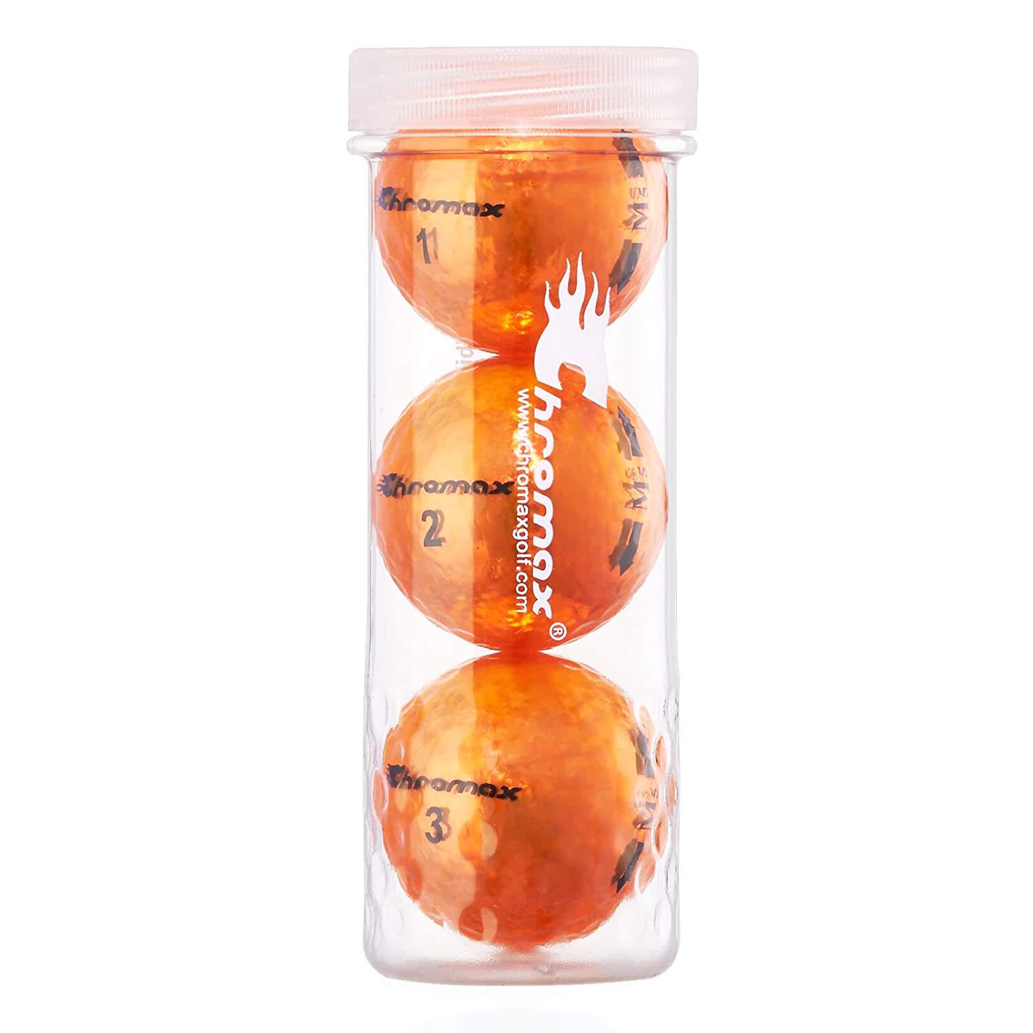 Chromax Metallic M5 Colored Golf Balls (3 Pack Tube), Orange