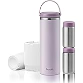 Papablic 360° CapsuleChill Breastmilk Cooler for 36H Safe Storage, Stress-Free Portable Breast Milk Chiller for Working Mom, 20oz Travel Cooler with 2pcs Stainless Steel Baby Bottles, Lilac Purple