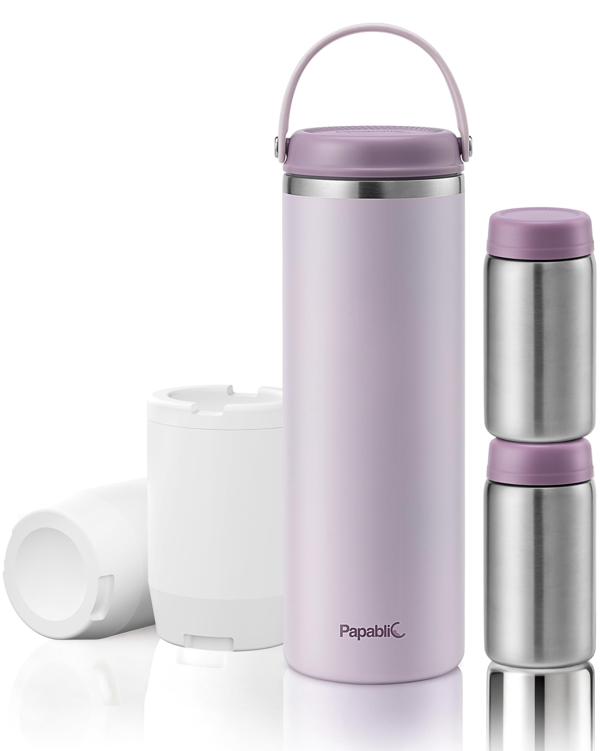 Photo 1 of Papablic 360° CapsuleChill Breastmilk Cooler for 36H Safe Storage, Stress-Free Portable Breast Milk Chiller for Working Mom, 20oz Travel Cooler with 2pcs Stainless Steel Baby Bottles, Lilac Purple