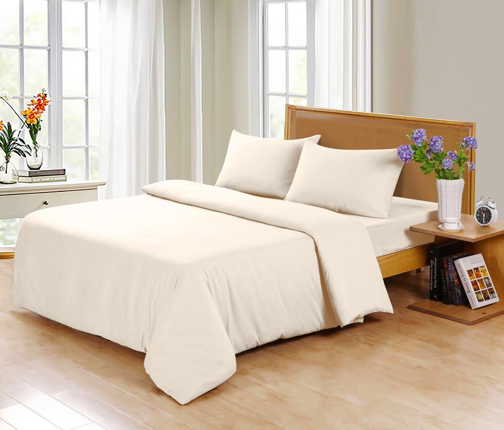Sleep Garden Bamboo Sheets | 320-Thread-Count | 4 Piece King Sheet Set | 100% Bamboo | Hotel Quality | Super Soft | Eco-Friendly | GMO Free | Hypoallergenic (Ivory)