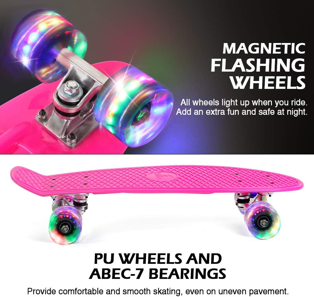 BELEEV Skateboard Complete Mini Cruiser Skateboard for Kids Teens