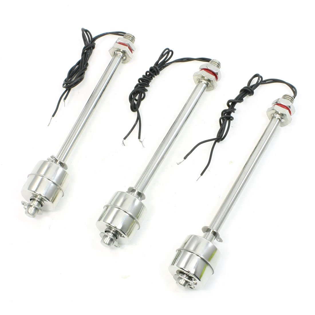 sourcingmap Stainless Steel Float Switch for Water Pump Tank Swim Pool Garden Pond Liquid Water Level Sensor M16 150mm Length 3Pcs