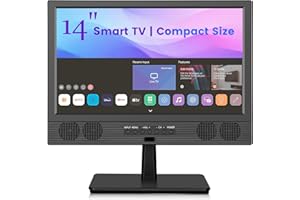 Feihe 14 Inch Small Smart TV, HD LED Flat Screen Smart TV Built in Apps, ATSC Tuner/HDMI/USB/AV for Kitchen, RV, Camper, Bedroom or On-The-Go Entertainment