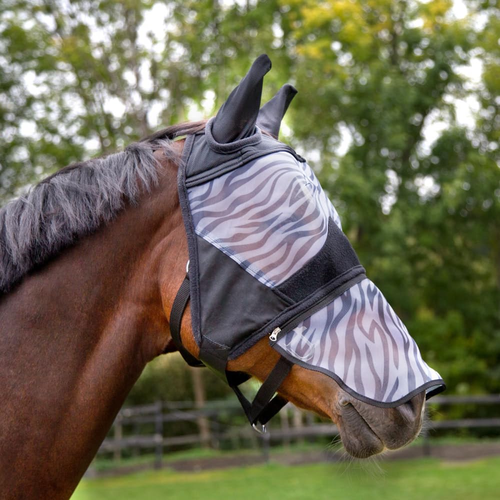 Horze Zebra Fly Mask, Black, XL