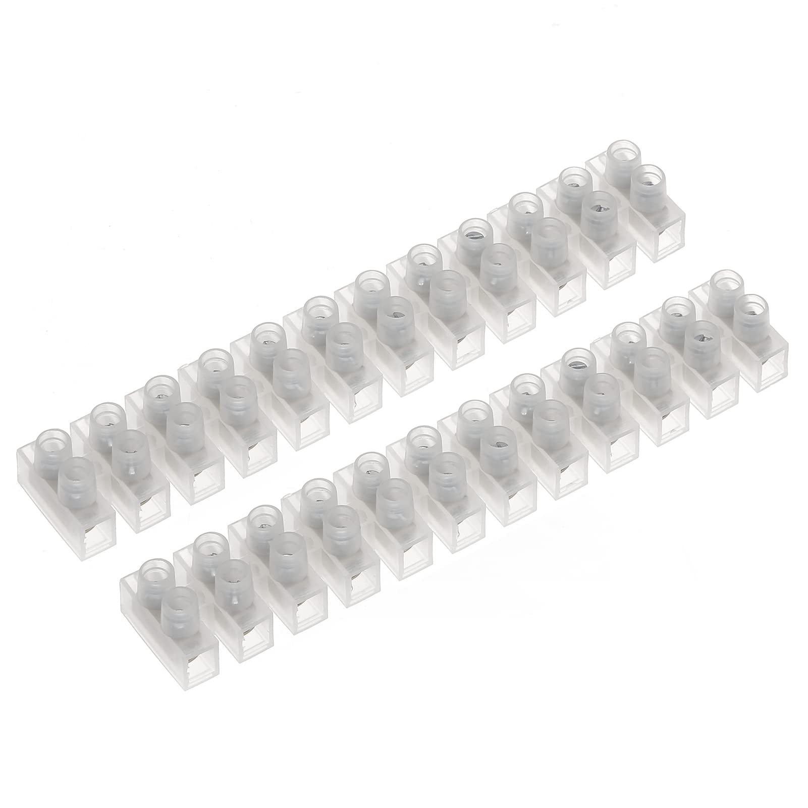 AUKENIEN 30A Electrical Connector Blocks 30 Amp 12 Way White Terminal Block Strip Electric Wire Connectors Choc Blocks Connecting for Wiring Cable (Pack of 2) — image 1