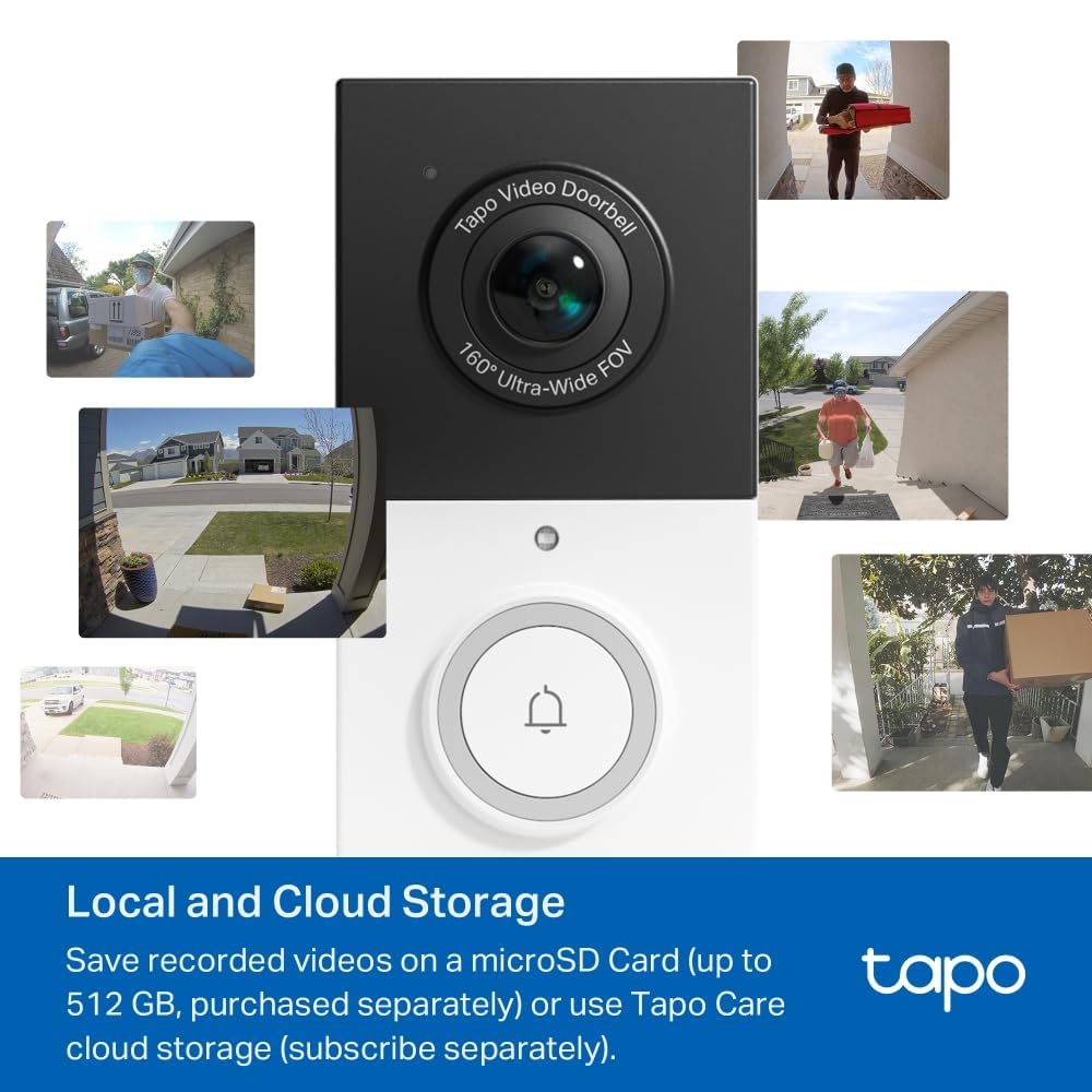 Tapo TD21 Battery Video Doorbell Wireless 2K 3MP Ultra-Clear Doorbell Camera, Ring Chime Included, Color Night, 160°DFOV Ultra-Wide, TP-Link Free AI Detection,IP65, 6-Month Battery,No Monthly Fee