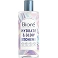 Bioré Hydrate & Glow Toner with 2% Lactic Acid + Malic Acid, Exfoliating Face Toner for Dry, Sensitive Skin, Dermatologist Tested, Alcohol-Free & Fragrance-Free, 8 Oz