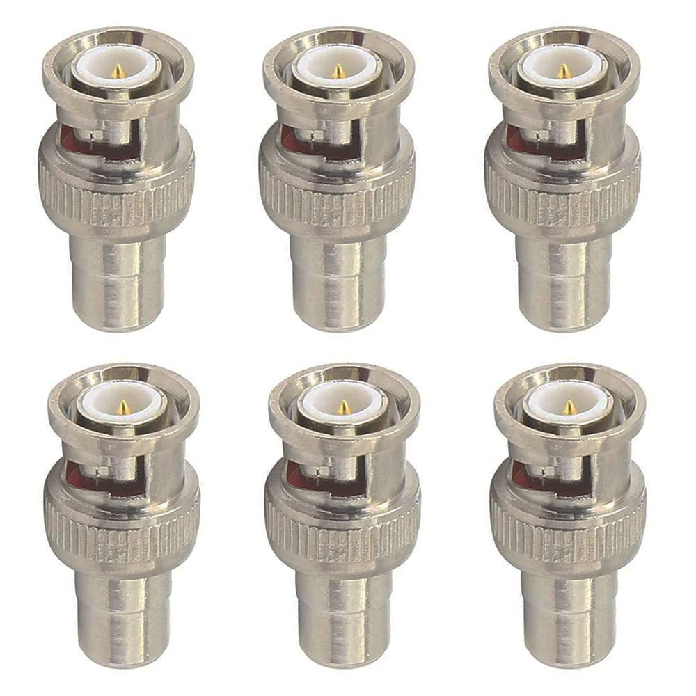 Ysruanh 6-Piece RCA to BNC Adapter Set - RCA Female to BNC Male Video Adapter Connection for CCTV Camera System
