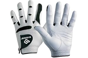 PINBWD New & Improved 2X Long Lasting Bionic StableGrip Golf Glove - Patented Stable Grip Genuine Cabretta Leather, Designed by Orthopedic Surgeon!