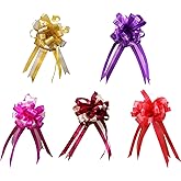 25 Pieces 6inch Large Pull Bow Present Wrapping Pull Bow with Ribbon for Christmas Wedding Party Present Baskets Car Decorations (Multicolor 2)