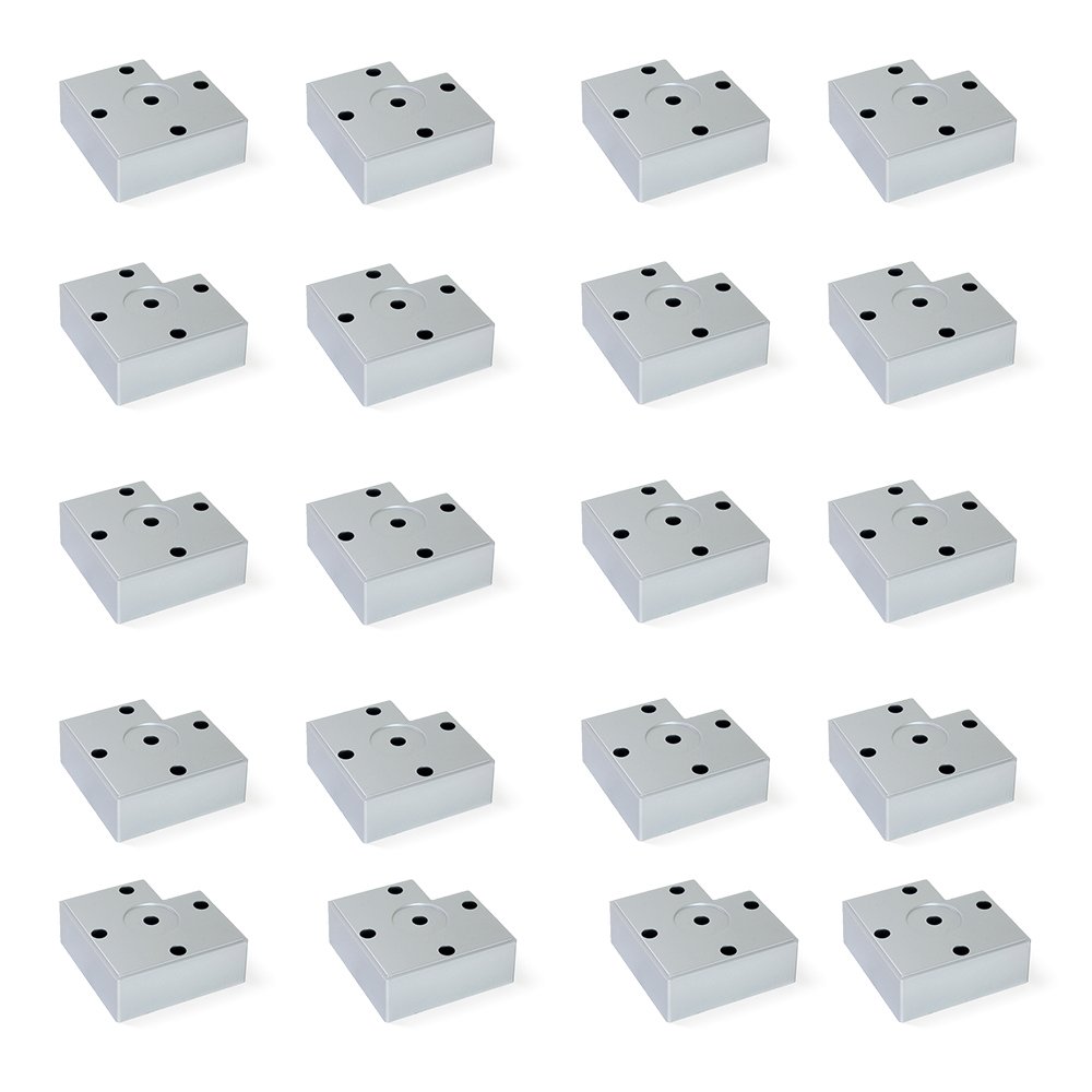 Emuca - feet, Furniture Silver Plastic, Set of 4 Legs 15mm-high, Metallic Grey, H15x80 mm