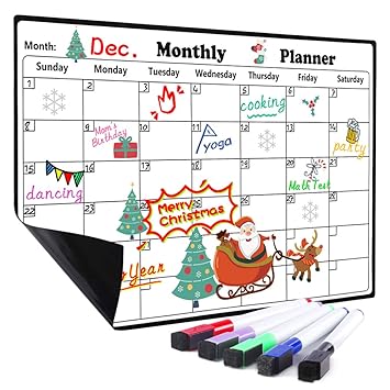 Calendario de borrado en seco para nevera, 5 rotuladores incluidos ...