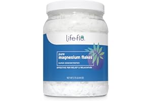 LIFE-FLO Pure Magnesium Bath Flakes - Epsom Salt Soak Alternative - Unscented Magnesium Flakes from The Zechstein Seabed - Relaxing Foot Bath with Ancient Trace Minerals - 60-Day Guarantee, 44oz