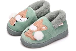 Ainikas Toddler Boys Girls Slippers Fluffy Little Kids House Slippers Warm Fur Cute Animal Home Slipper