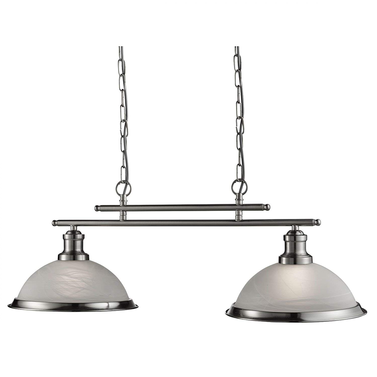 Searchlight 2 Light Crystal Bistro Pendant in Satin Silver Finish Ref. 2682-2SS 80W Silver