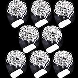 Ustellar 10ft 30 Micro Starry LED String Lights, Waterproof Fairy Silver Wire Lights, Moon Lights Battery Operated (Included), For DIY Wedding, Party, Table Decorations, Cool White, 8 Pack