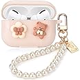 Mainrenka Cute Kawaii AirPods Pro Case for Women and Girls, Aesthetic Airpod Pro Case with Pearl Chain Smooth Soft Protective Cover