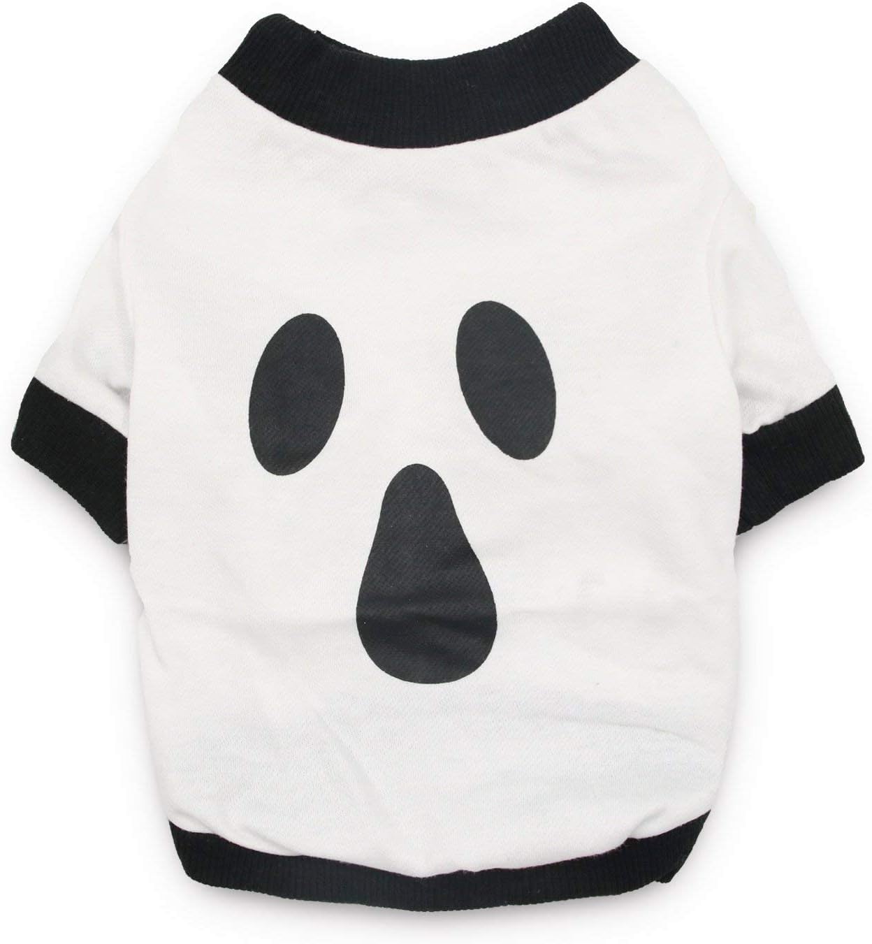 DroolingDog Small Dog Halloween T-Shirt, Medium, White, Polyester, Classic, Cartoon, Halloween, Pull On, Small, Dog T-Shirt