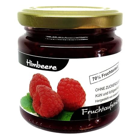 Xylit Fruchtaufstrich'Himbeere' ohne Zuckerzusatz, nur mit Xylit gesüßt, 70% Fruchtanteil (mehr als Marmeladen), Low Carb, 20