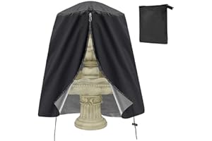 APIPI 40"D x 50"H Fountain Cover - Weatherproof Garden Fountain Statue Protective Cover with Zipper & Drawstring, 420D Oxford Cloth for Winter Outdoor Patio Garden